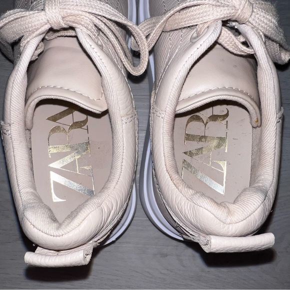 Zara Beige Nude Faux Leather Platform Sneakers - Size 6 (EU 36) - Picture 8 of 11